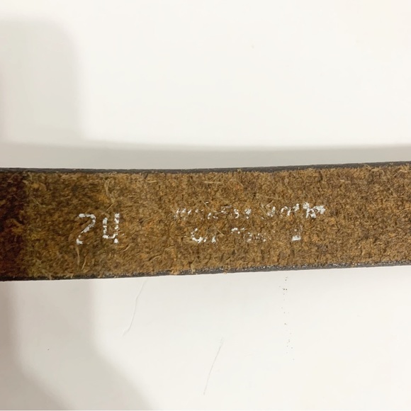 Unbranded Smooth Leather Belt Brass Toned Hardware Squared Belt Buckle 🟫 - Picture 7 of 7